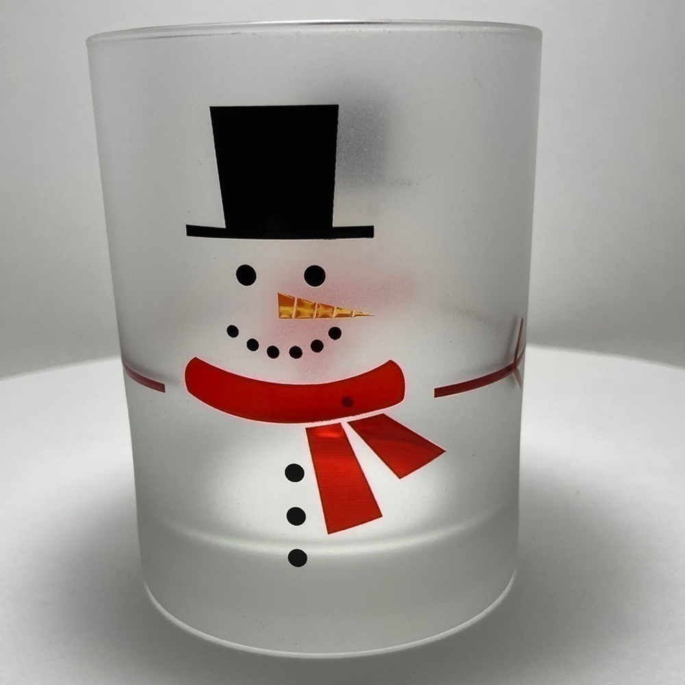 Culver vintage frosted snowman cocktail glass